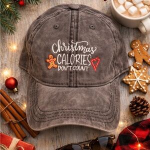 David & Young Christmas Calories Don’t Count Embroidered Hat Holiday Cap